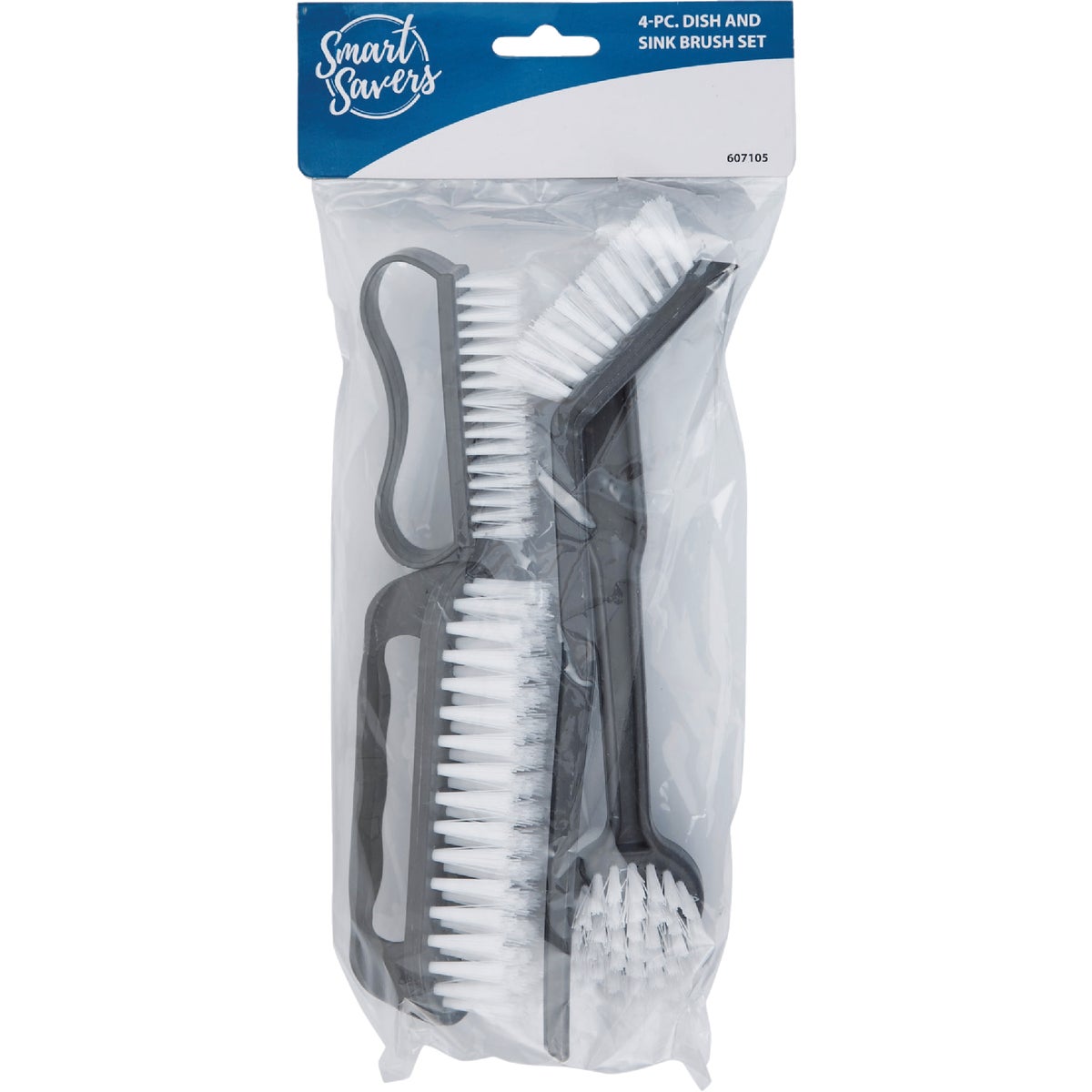 Smart Savers Blue Plastic Bristle Scrub Brush Set (4-Piece)