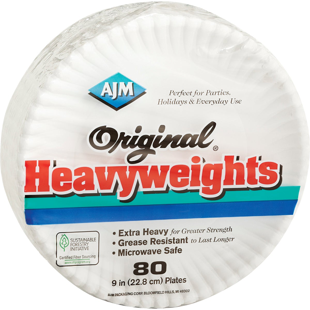 AJM 9 In. Original Heavyweights Paper Plates (80-Count)