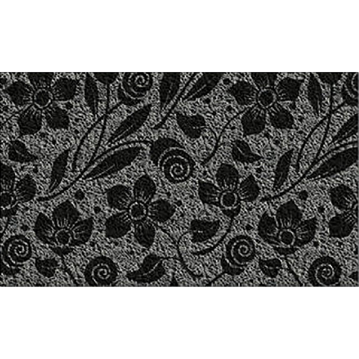 Americo Home Front Runner 18 In. x 30 In. Gray Flowers & Swirls Mat