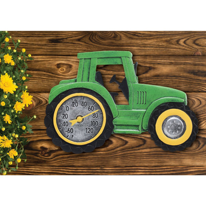 Taylor SpringField 14 In. x 9.5 In. Green Tractor Indoor & Outdoor Thermometer