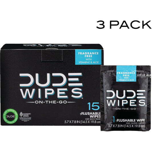 Dude Wipes On-The-Go Flushable Wipes Singles (15-Count)