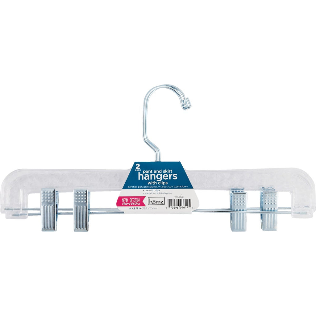 Homz Smart Solutions Crystal Cut Clear Plastic Pant/Skirt Hanger (2-Pack)