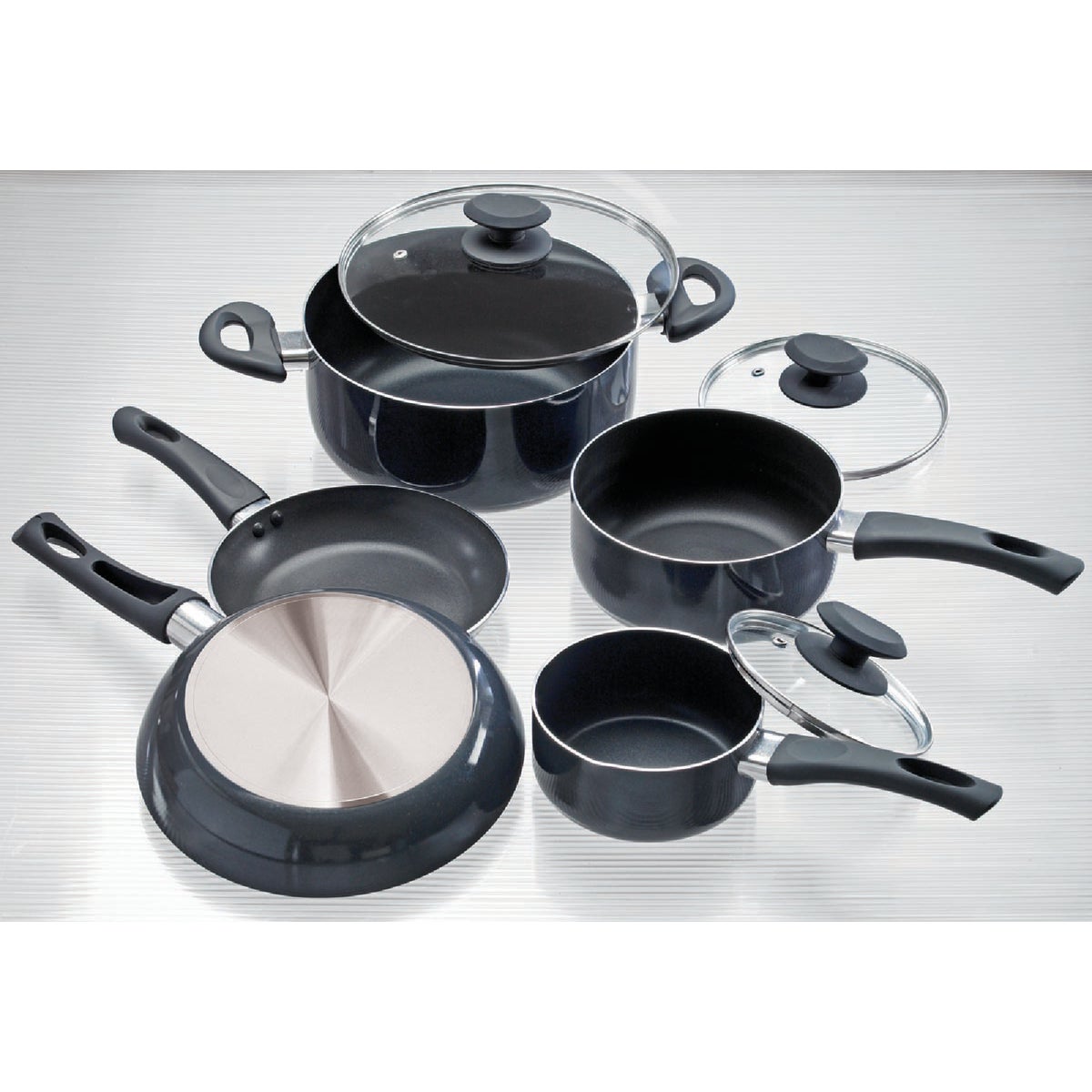 Ecolution Elements Black Non-Stick Aluminum Cookware Set (8-Piece)