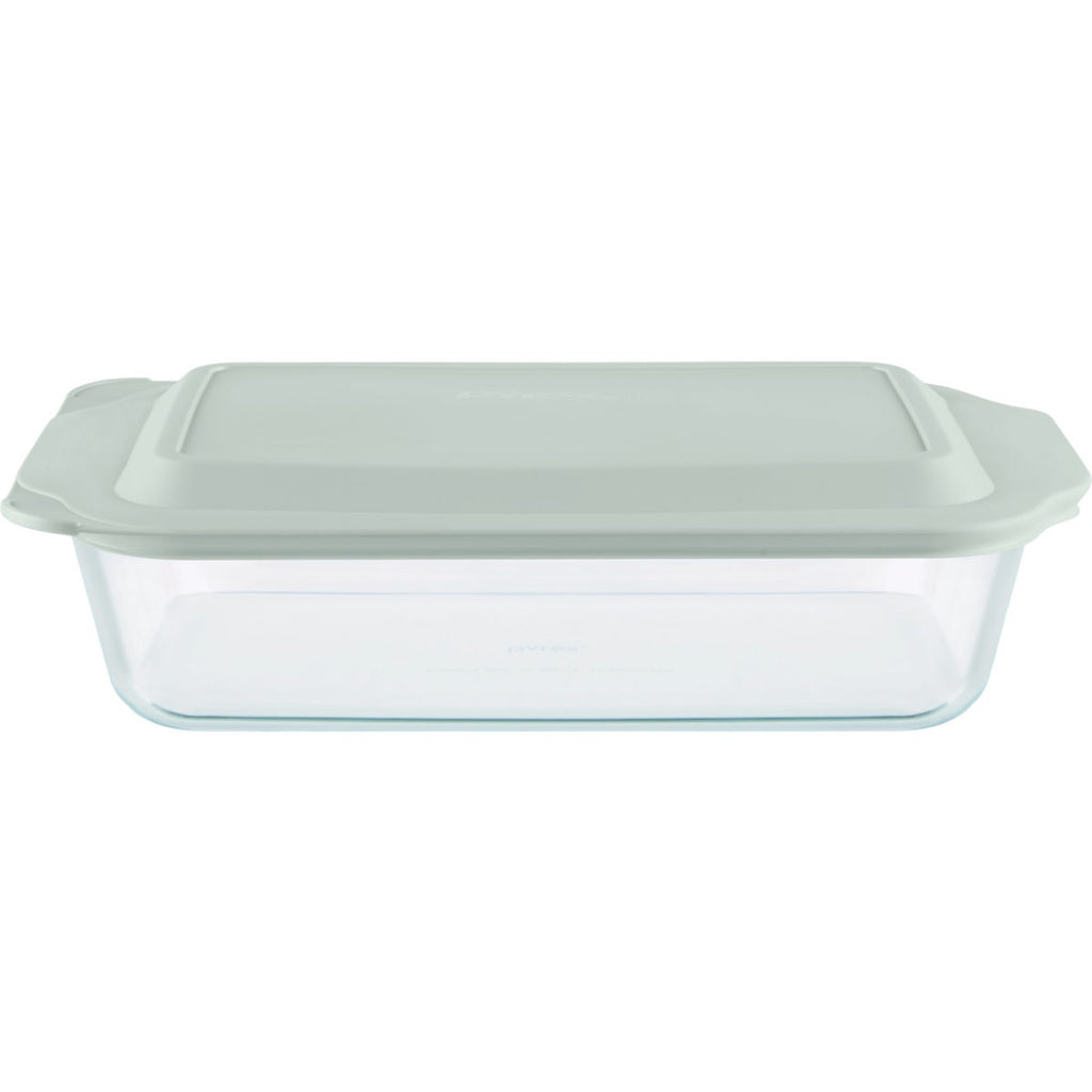 Pyrex 9 In. x 13 In. x 3 In. Glass Deep Baking Dish with Sage Lid