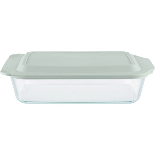 Pyrex 9 In. x 13 In. x 3 In. Glass Deep Baking Dish with Sage Lid