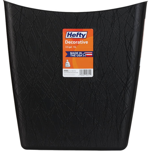 Hefty 3.5 Gal. Black Decorative Wastebasket