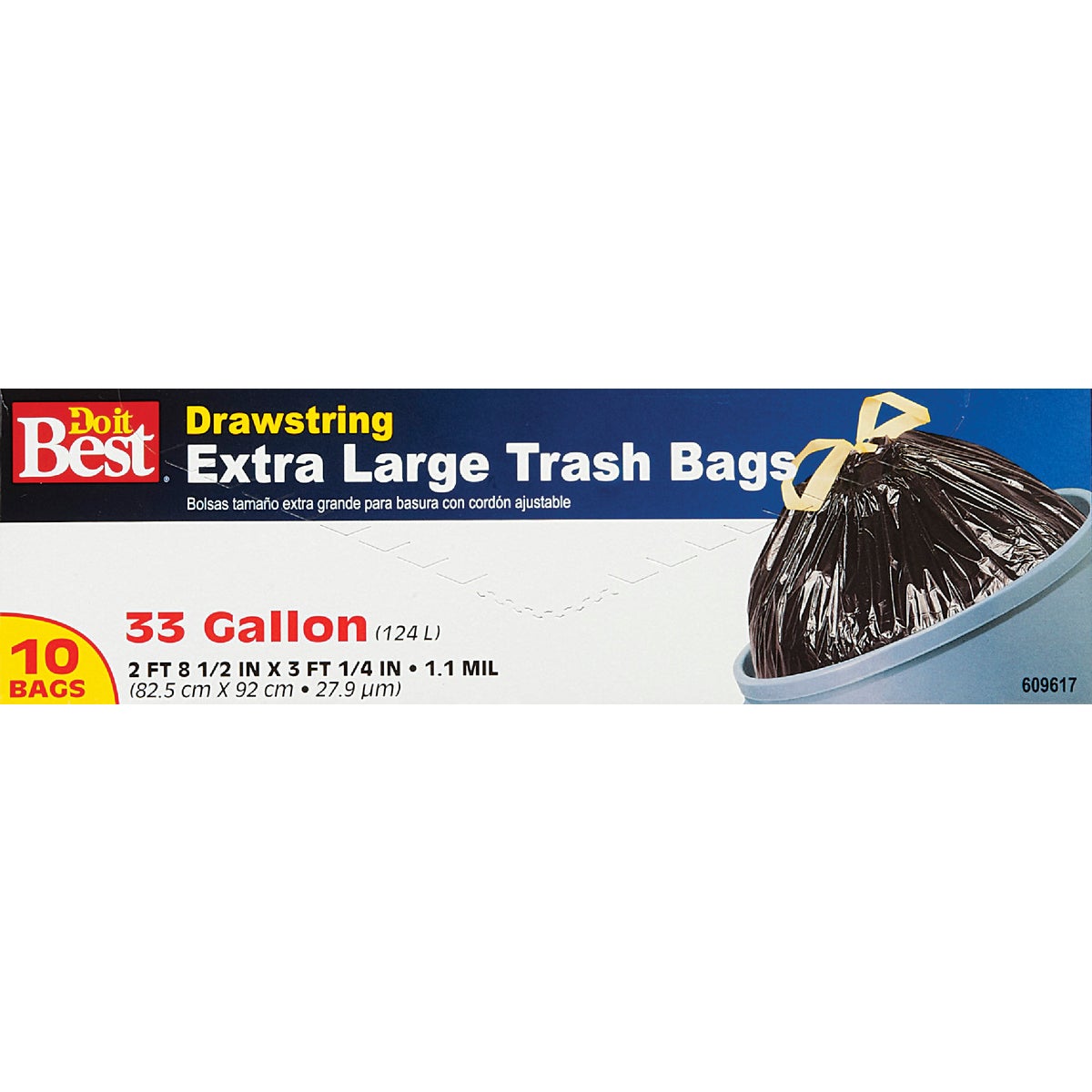 Do it Best 33 Gal. Extra Large Black Trash Bag (10-Count)