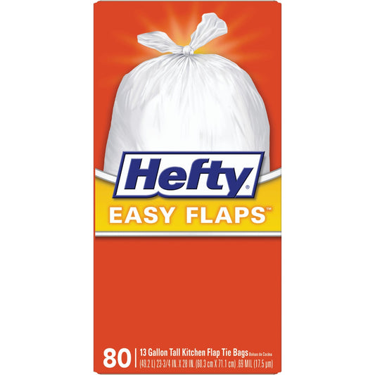 Hefty Easy Flaps 13 Gal. Tall Kitchen White Trash Bag (80-Count)