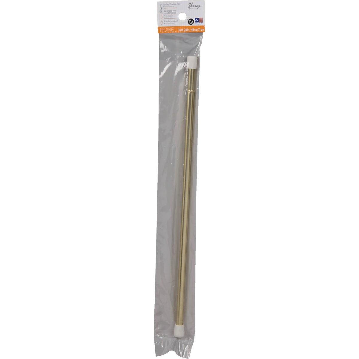 Kenney Strafford 18 In. To 28 In. 7/16 In. Spring Tension Rod, Brass