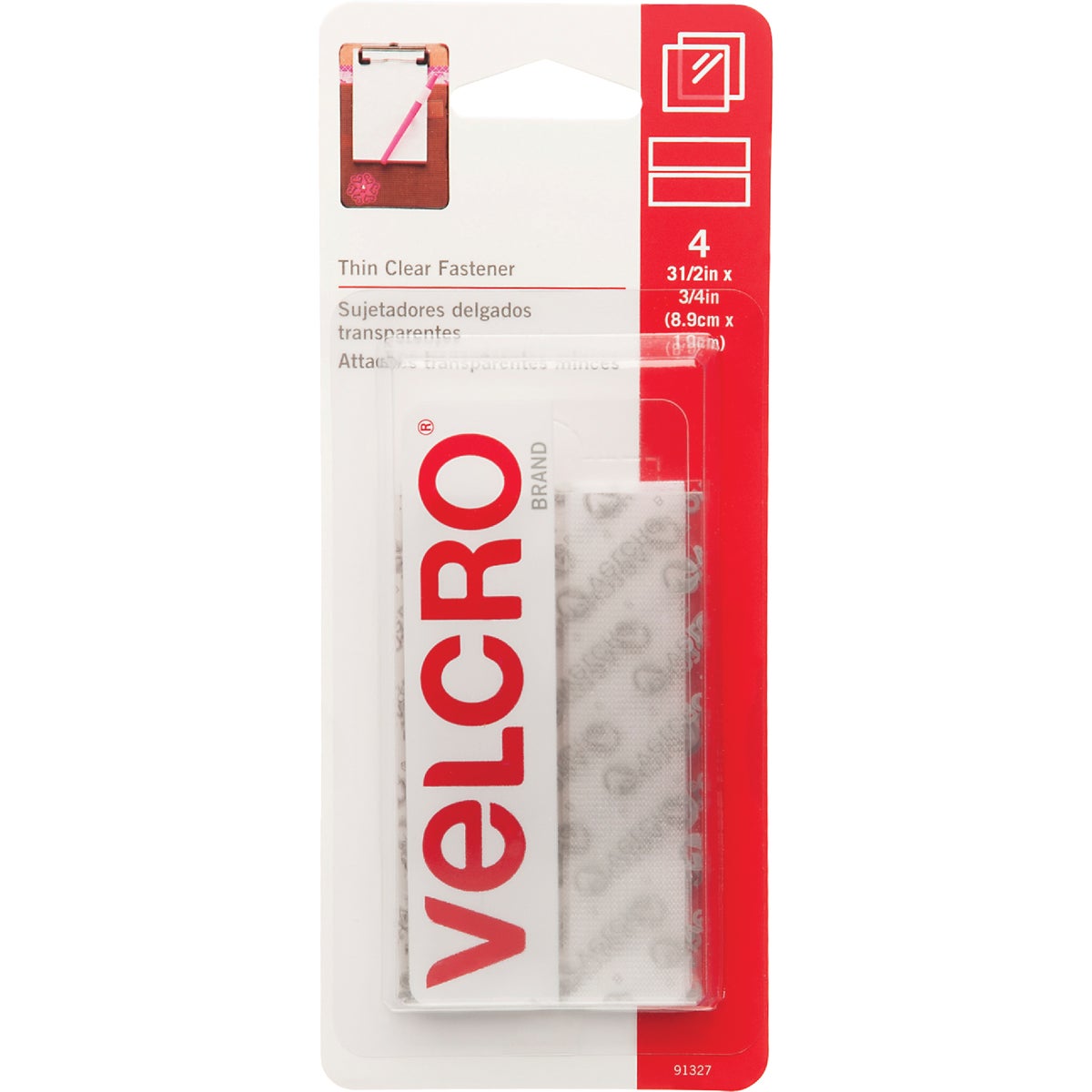 VELCRO Brand 3/4 In. x 3-1/2 In. Clear Sticky Back Hook & Loop Strips (4 Ct.)