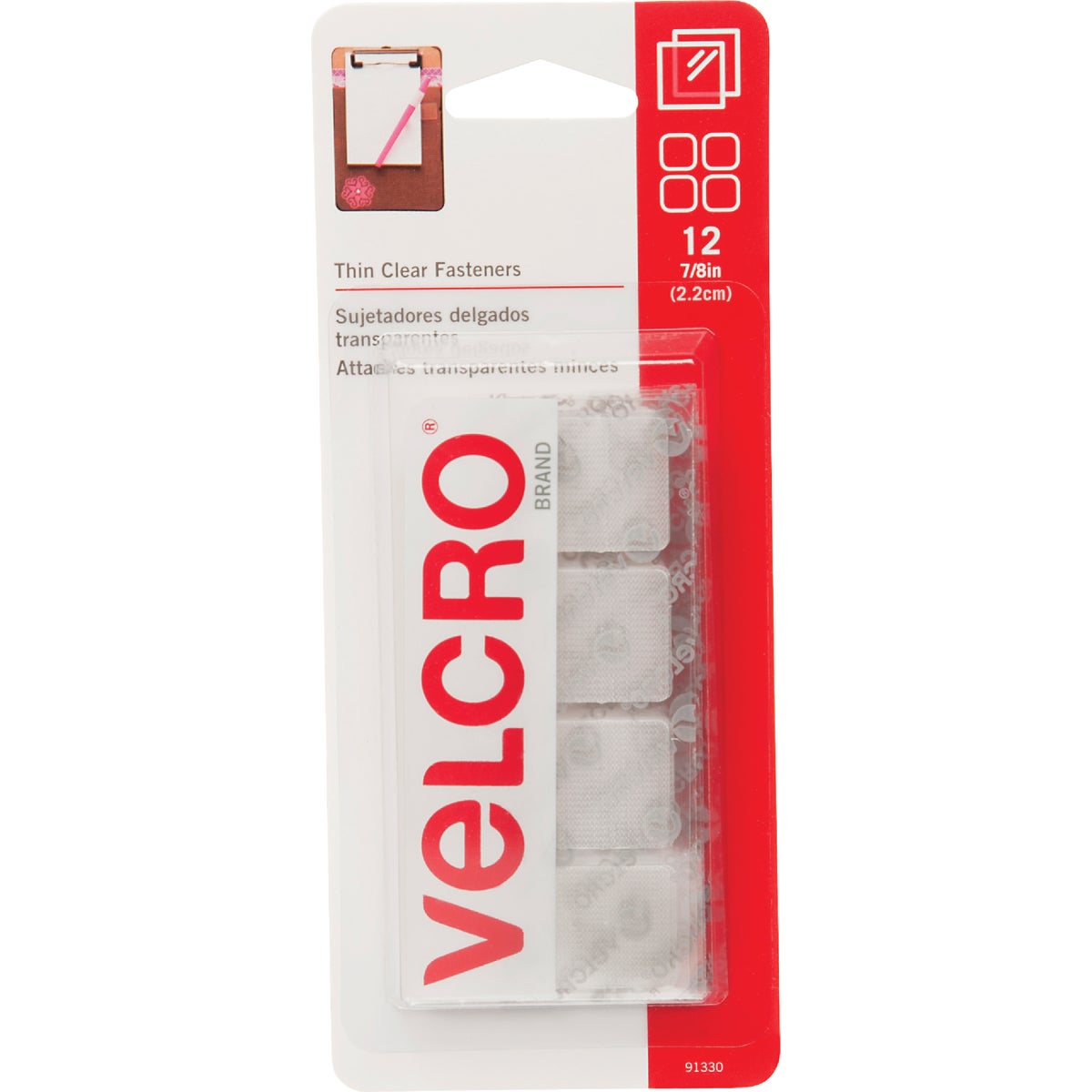 VELCRO Brand 7/8 In. Clear Hook & Loop Square (12 Ct.)