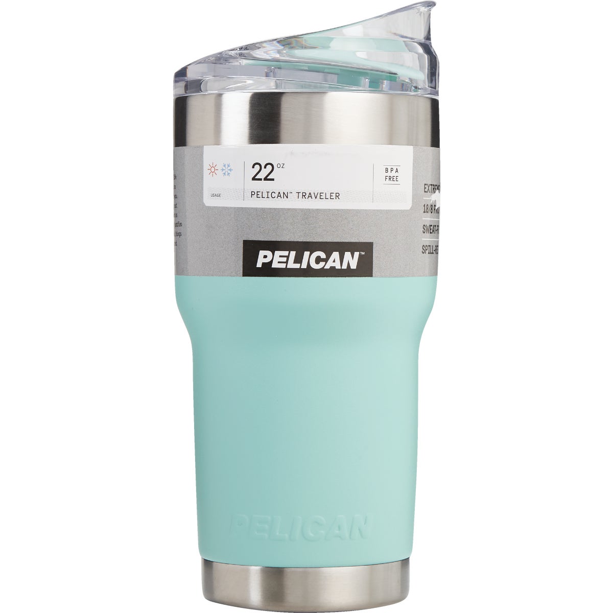 PELICAN 22 Oz. Seafoam Green Stainless Steel Insulated Tumbler with Slide Closure