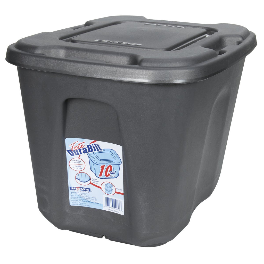Homz 10 Gal. Gray 4-Way Handle Storage Tote