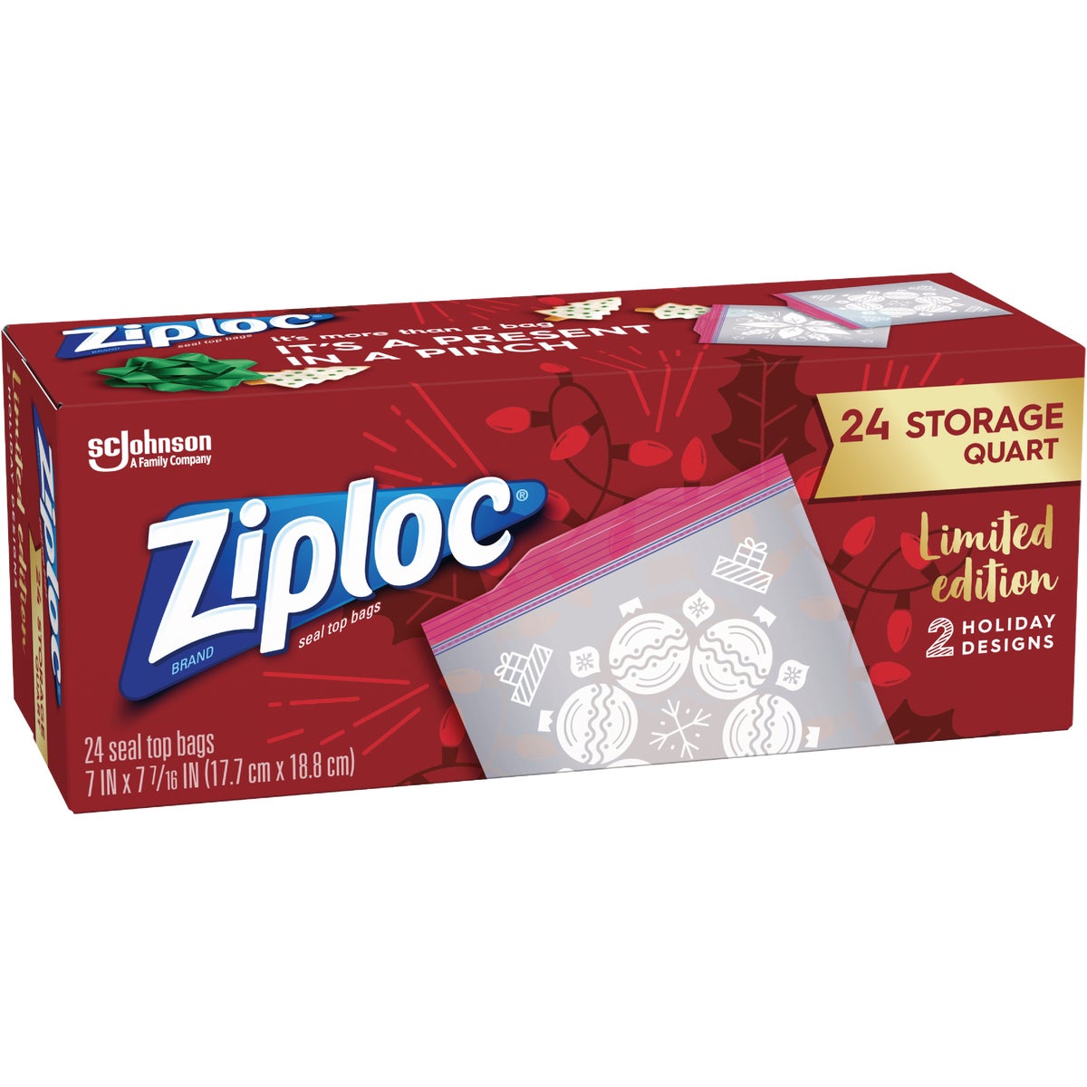 Ziploc Quart Press Seal Holiday Storage Bag (24 Count)