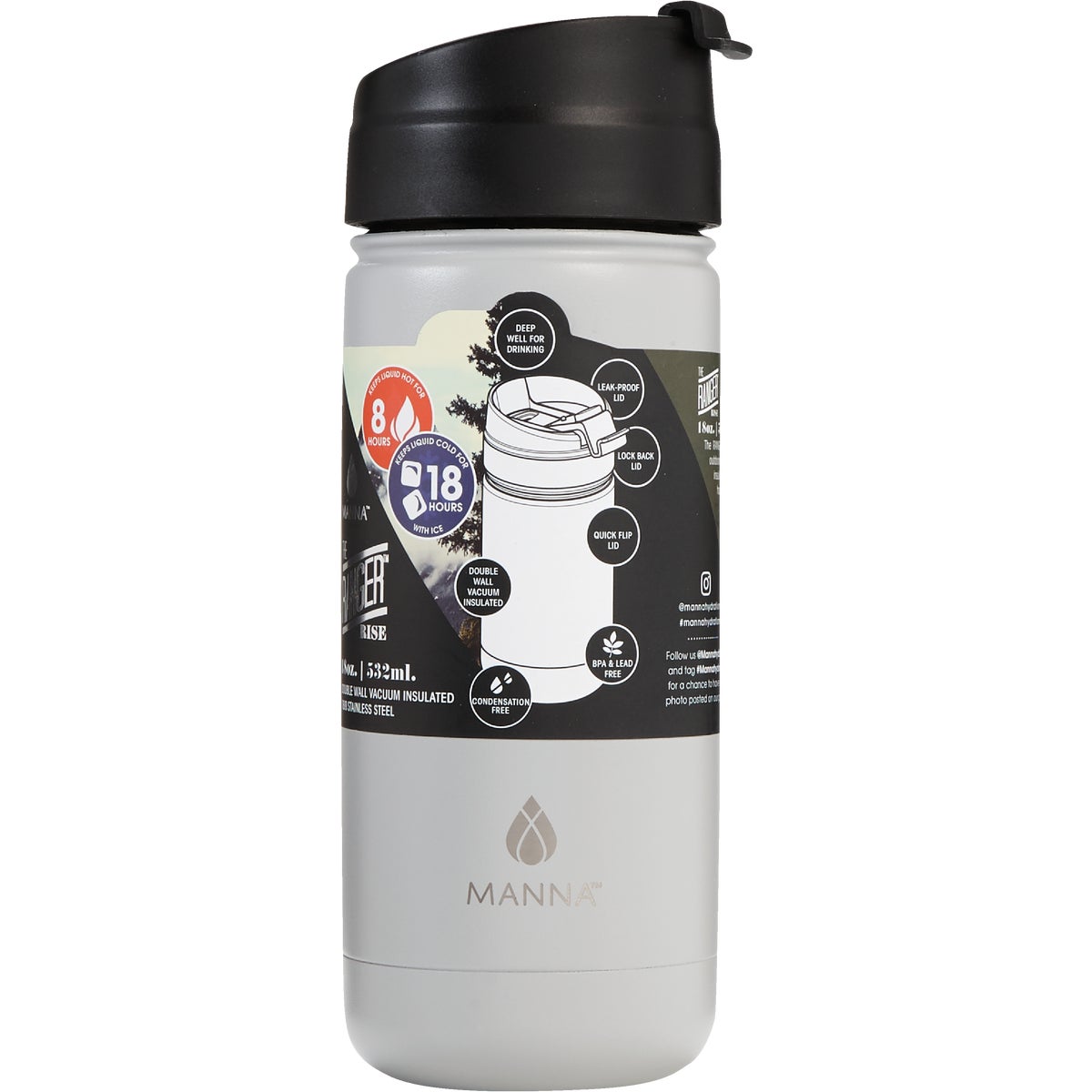 Manna Ranger Rise 18 Oz. Cloud Gray Insulated Tumbler