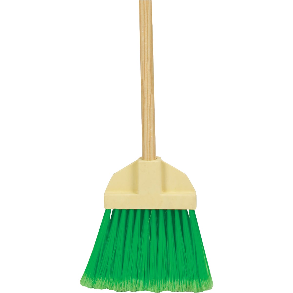 Bruske 9 In. W. x 37 In. L. Wood Handle Flared Lobby Household Broom, Green Bristles