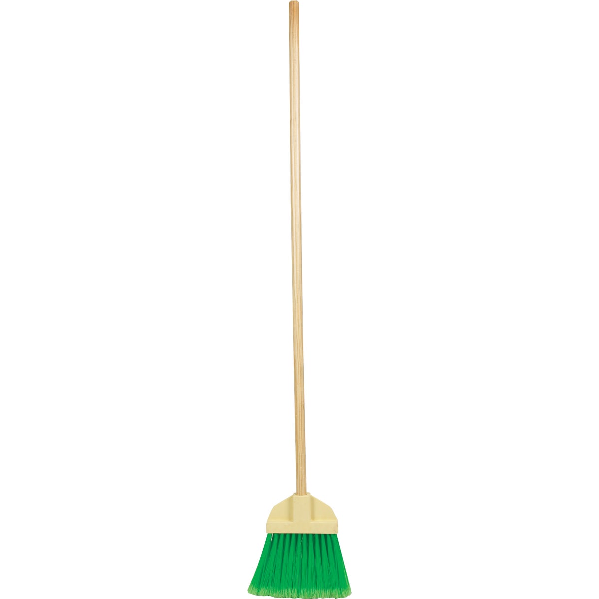 Bruske 9 In. W. x 37 In. L. Wood Handle Flared Lobby Household Broom, Green Bristles