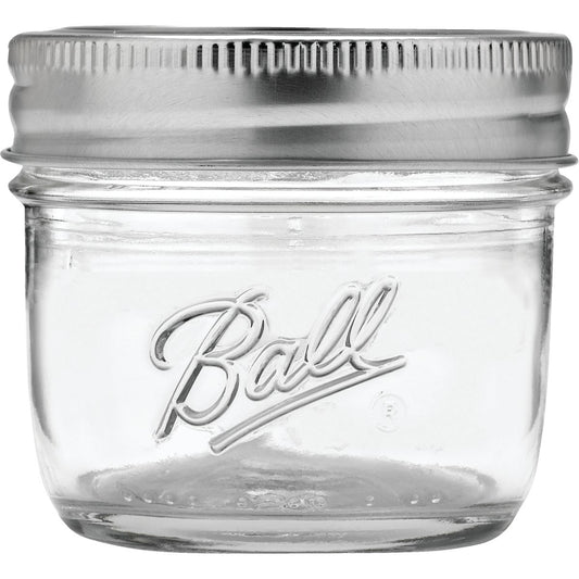 Ball 1/4 Pint Regular Mouth Smooth-Sided Silver Lid Canning Jar (4-Count)