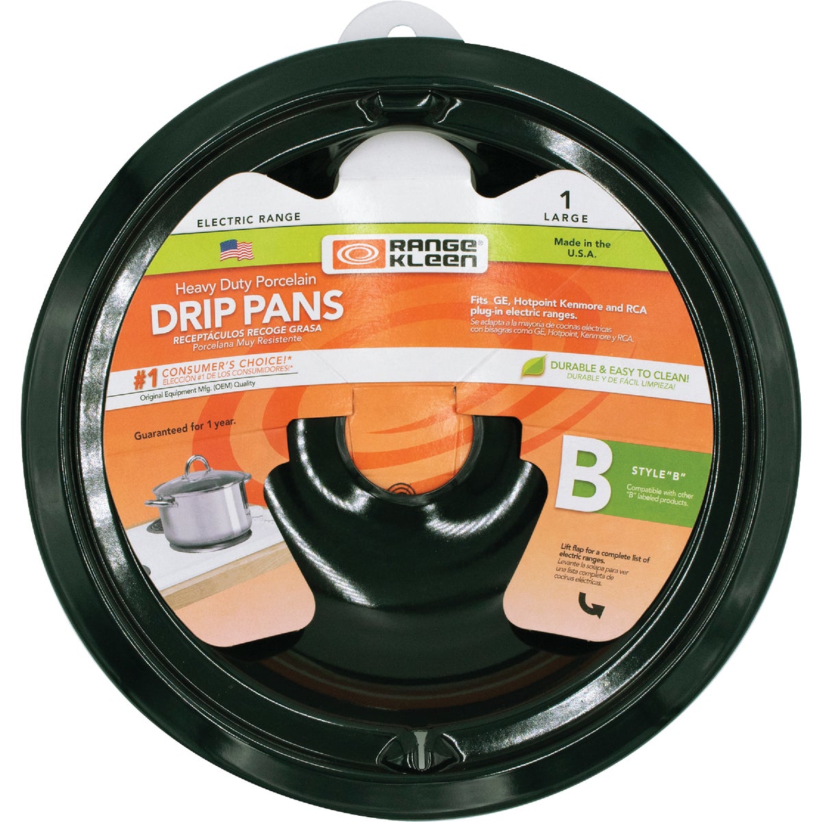 Range Kleen Electric 8" Style B Round Black Drip Pan