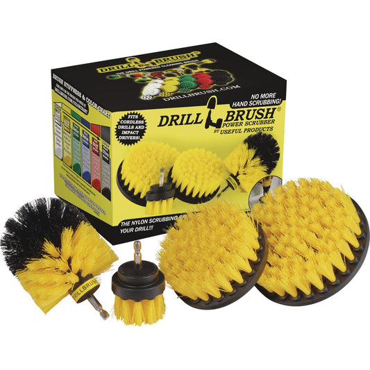 Drillbrush Bathroom Medium Yellow Drill Brush (4 Piece)