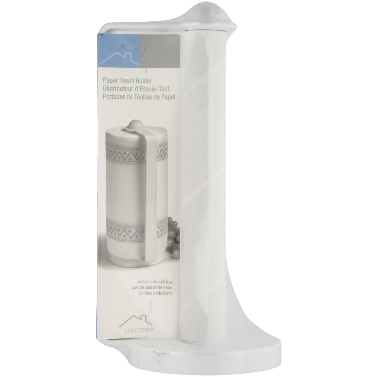 Spectrum White Portable Plastic Paper Towel Holder