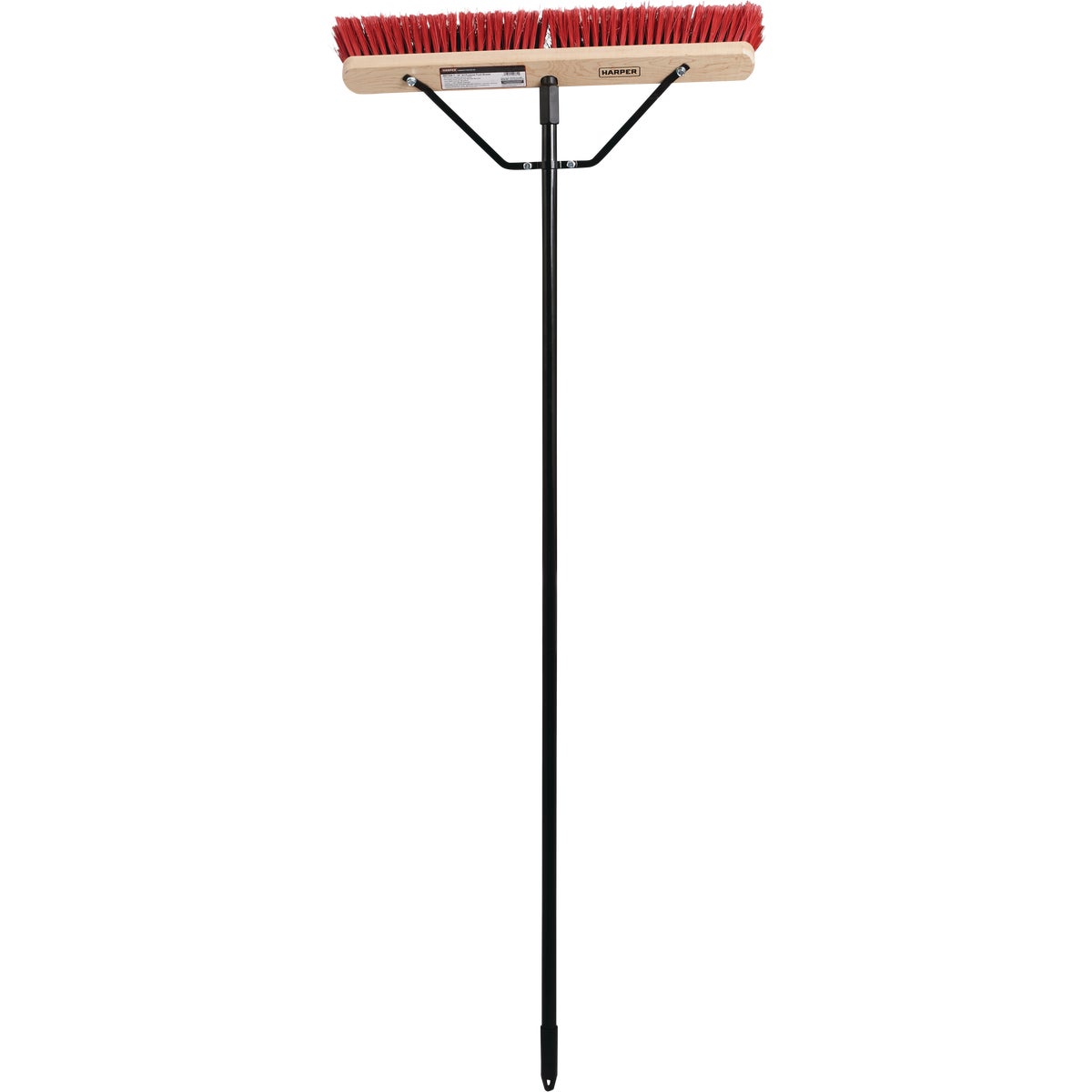 Harper 24 In. Red Bordered Indoor/Outdoor Block Push Broom with 15/16 In. X 60 In. Threaded Metal Handle and Steel Brace