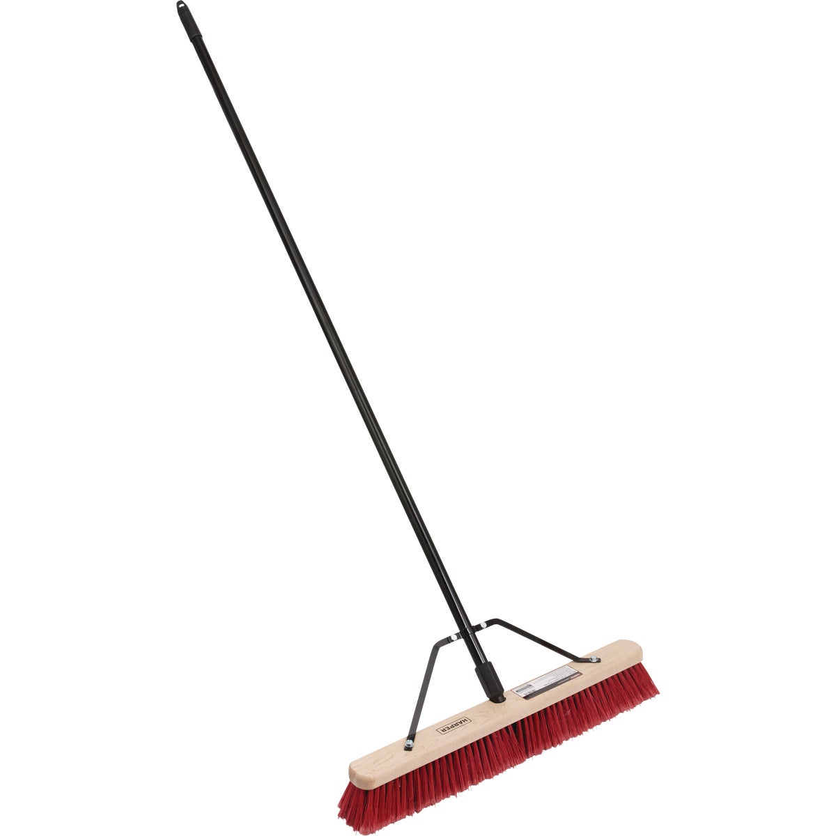 Harper 24 In. Red Bordered Indoor/Outdoor Block Push Broom with 15/16 In. X 60 In. Threaded Metal Handle and Steel Brace