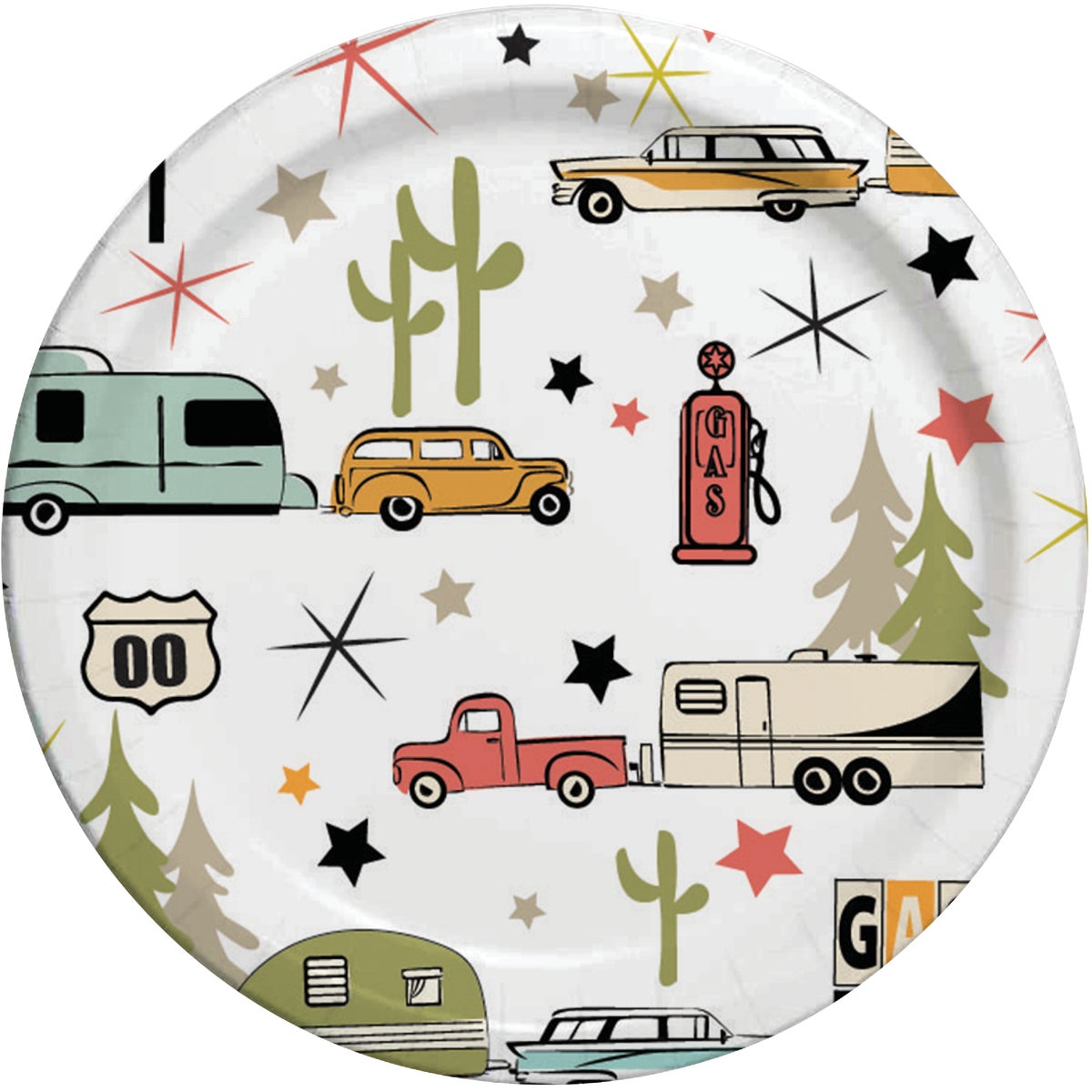 Camp Casual 8.5 In. Eco-Friendly Road Trip Design Paper Plates (24-Count)