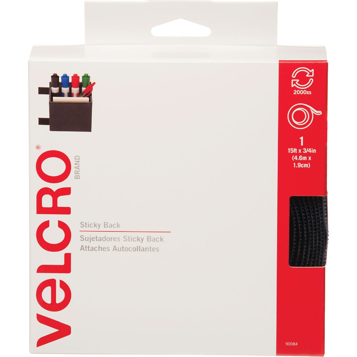 VELCRO Brand 3/4 In. x 15 Ft. Navy Sticky Back Reclosable Hook & Loop Roll