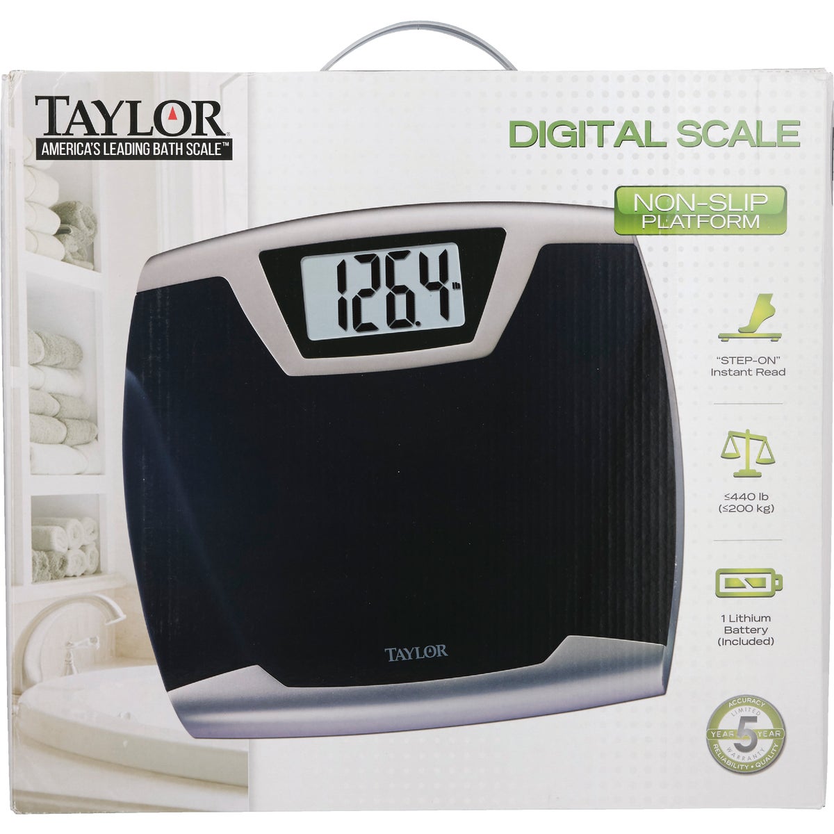 Taylor Digital 440 Lb. Bath Scale, Black