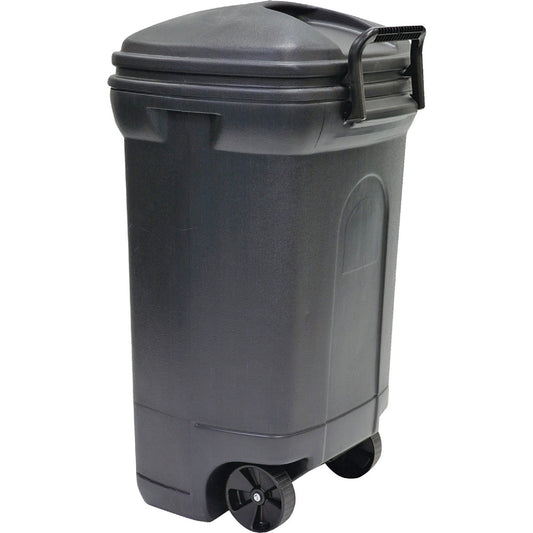 United Solutions Rough & Rugged 34 Gal. Black Wheeled Trash Can with Lid & Locking Handle