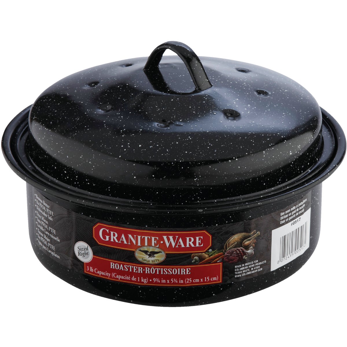 GraniteWare 3 Lb. Black Covered Round Roaster