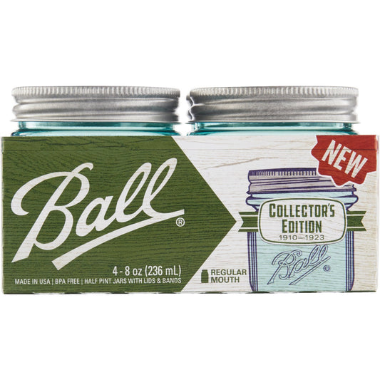 Ball Collector's Edition 1/2 Pint Regular Mouth Aqua Vintage Canning Jar (4-Count)