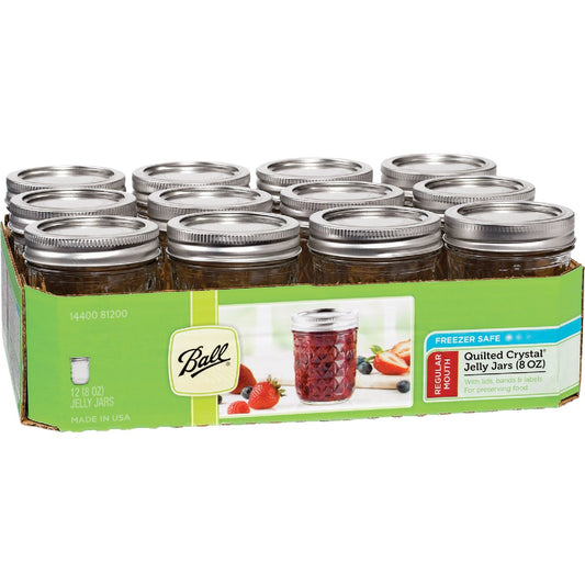 Ball 8 Oz. Glass Deluxe Jam or Jelly Jar, (12-Pack)