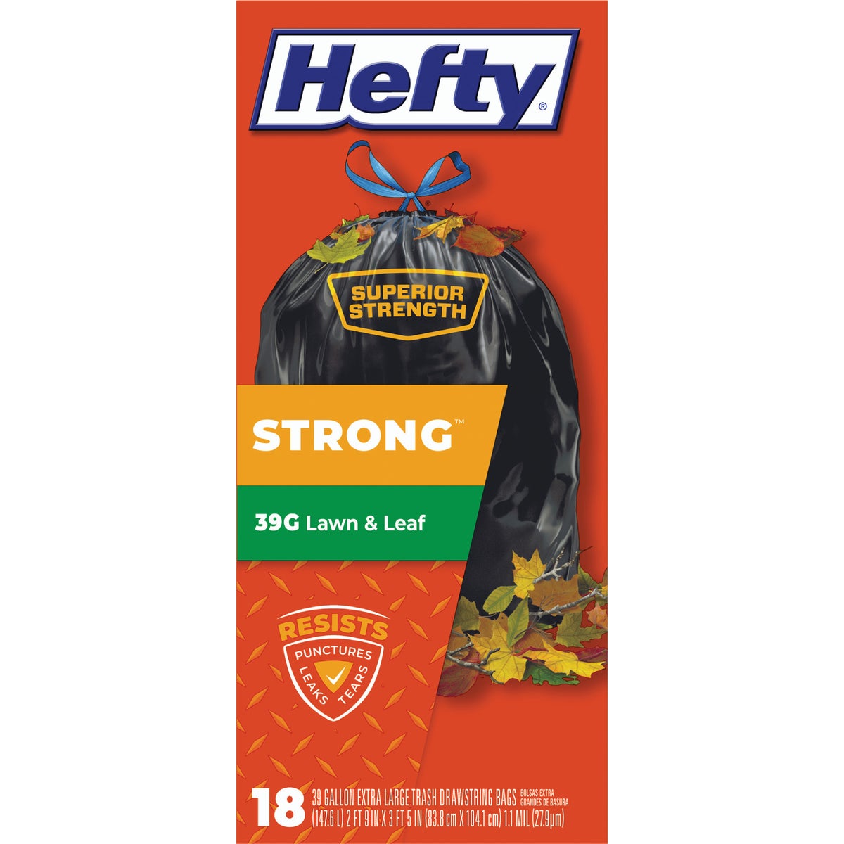 Hefty 39 Gal. Black Extra Strong Lawn & Leaf Bag (18-Count)