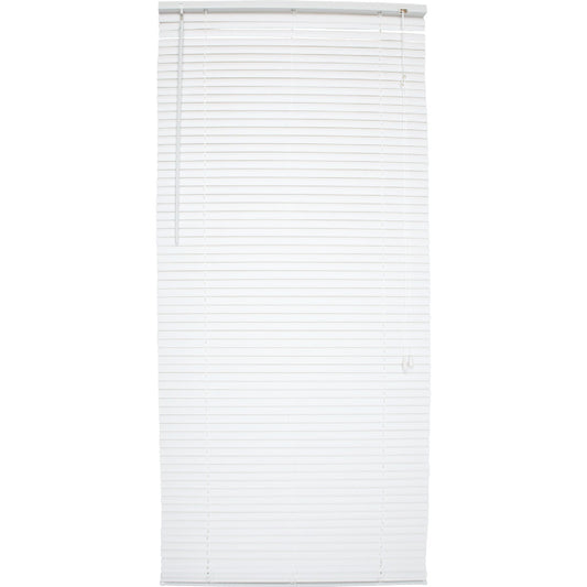 Home Impressions 17 In. x 64 In. White Vinyl Light Filtering Corded Mini-Blinds