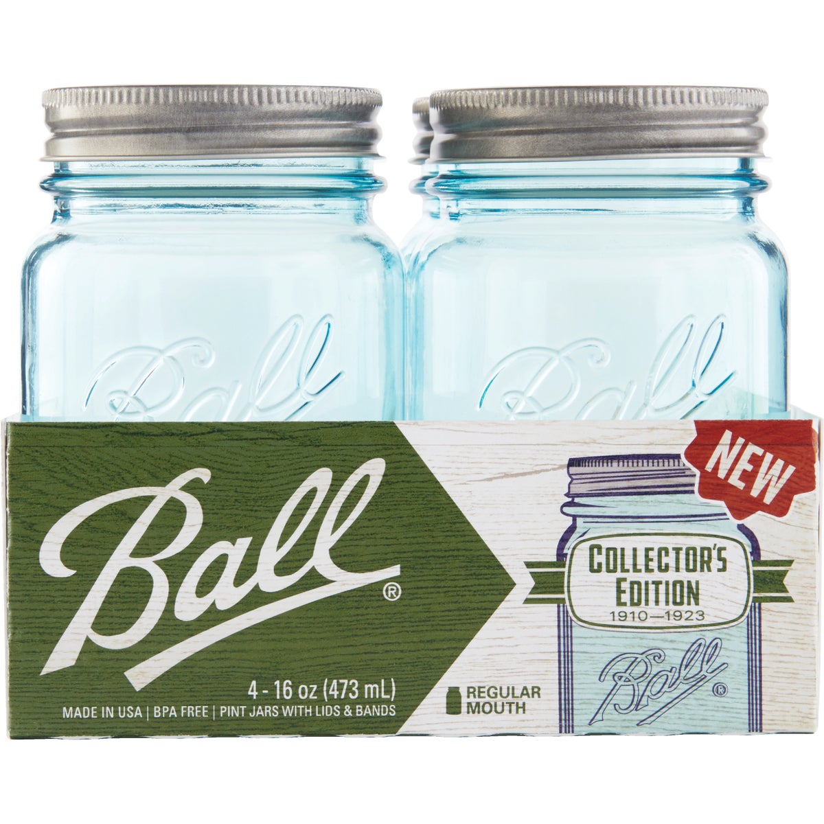 Ball Collector's Edition Pint Regular Mouth Aqua Vintage Canning Jar (4-Count)