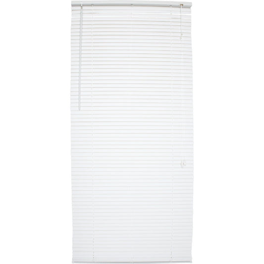 Home Impressions 21 In. x 64 In. White Vinyl Light Filtering Corded Mini-Blinds