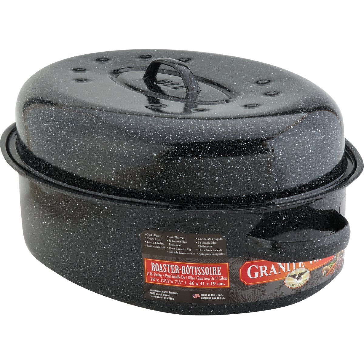 GraniteWare 18 In. Black Covered Oval Roaster Pan