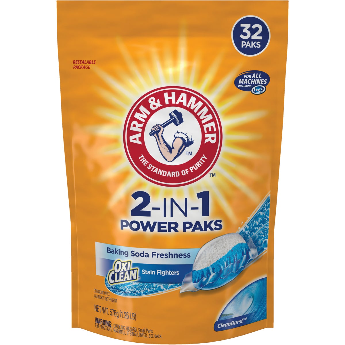 Arm & Hammer Plus OxiClean 2-In-1 Power Pak Laundry Detergent (32-Count)