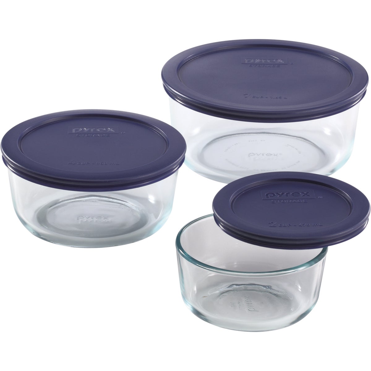 Pyrex Simply Store Round Glass Storage Container Set with Lids (6-Piece)