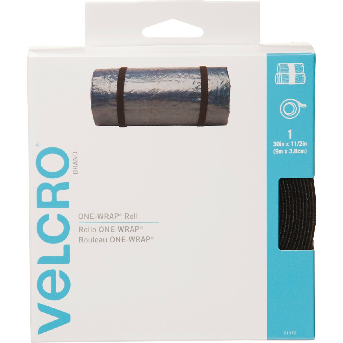 VELCRO Brand One-Wrap 1-1/2 In. x 30 Ft. Black Multi-Use Hook & Loop Roll