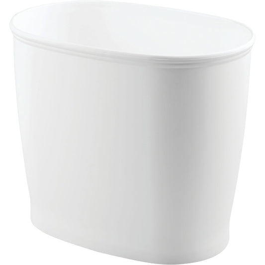 iDesign Kent 2 Gal. White Oval Wastebasket