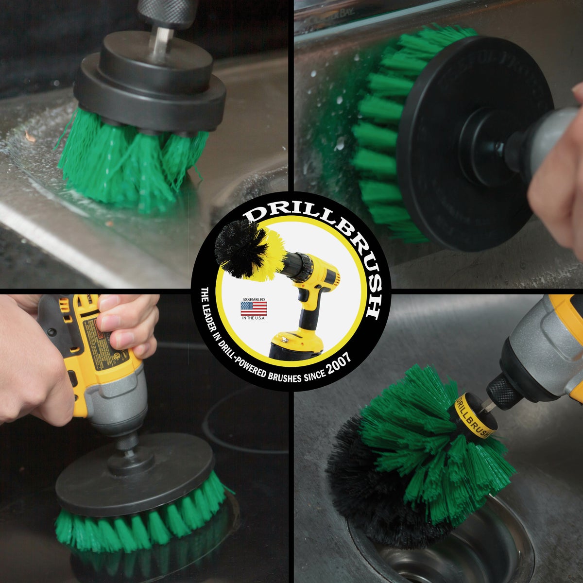 Drillbrush Kitchen Medium Green Drill Brush (4 Piece)