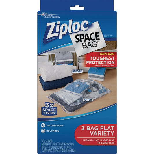 Ziploc Vacuum Seal Flat Combo Space Bag, (3-Pack)