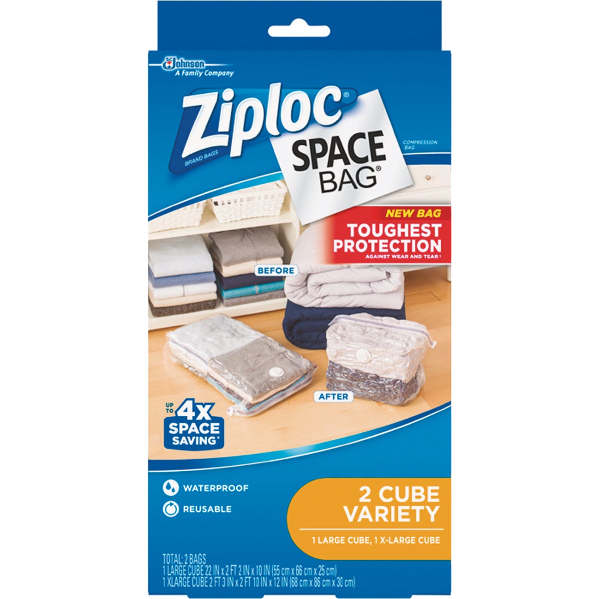 Ziploc Vacuum Seal Cube Combo Space Bag, (2-Pack)