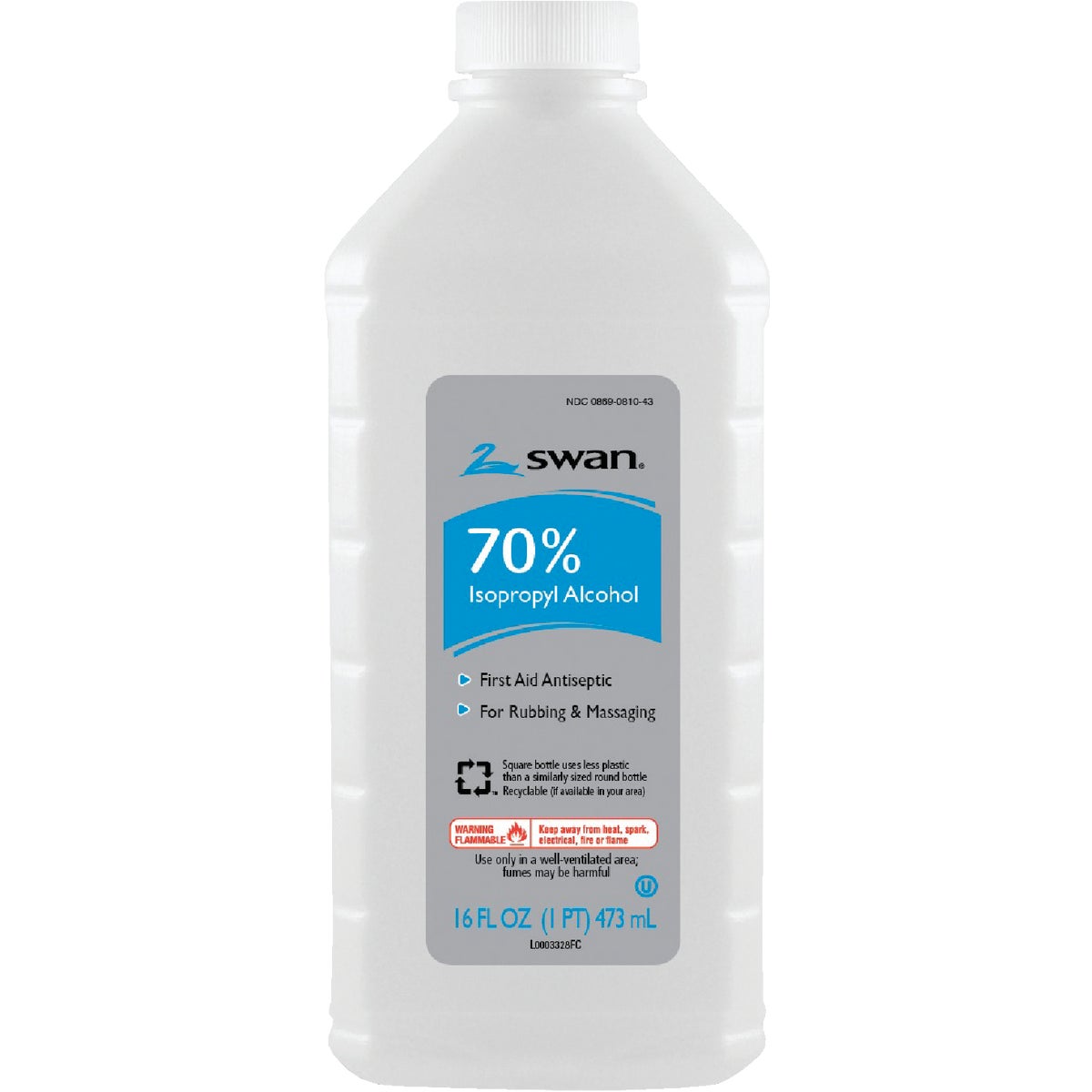 Swan 70% Isopropyl Rubbing Alcohol, 16 Oz.