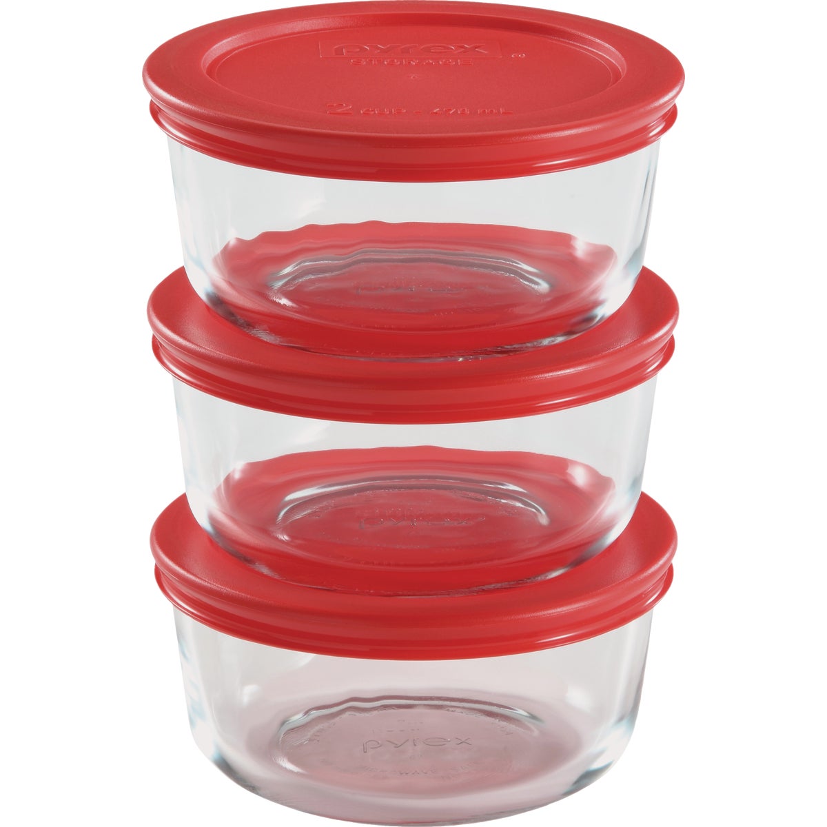 Pyrex Simply Store 2-Cup Glass Storage Container Set with Lids (6-Piece)