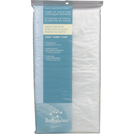 Zenith Zenna Home 70 In. x 72 In. Clear Lightweight PEVA Shower Curtain Liner