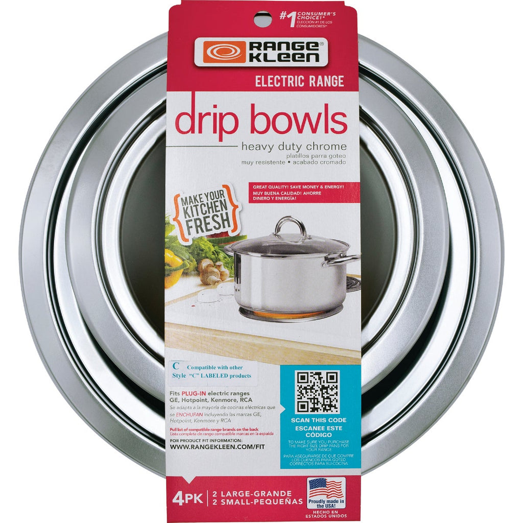 Range Kleen Electric (2) 6" & (2) 8" Style C Round Chrome Drip Pan